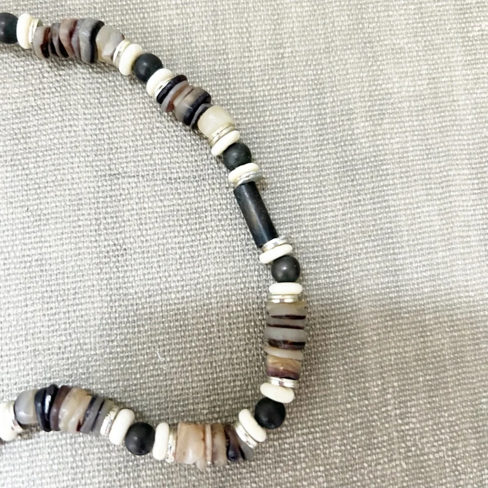 Y2K Surfer Necklace Mixed-Media Brown and White Unisex Unbranded Summer Beach - Picture 3 of 9